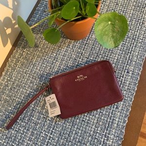 Coach Burgundy Leather Wristlet